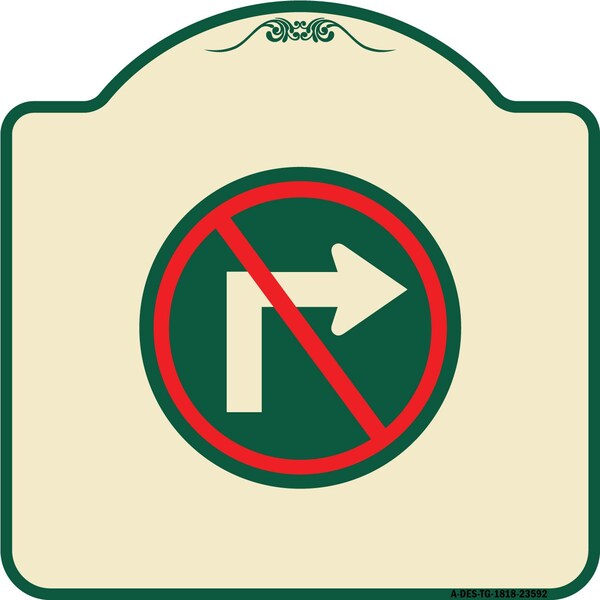 No Right Turn Graphic Only Heavy-Gauge Aluminum Architectural Sign, 18" x 18", TG-1818-23592